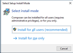 Select Setup Install Mode for Composer